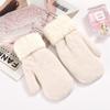Women's Extra Thick Cuffed Mittens - Winter Rabbit Wool, Double Layer Warmth