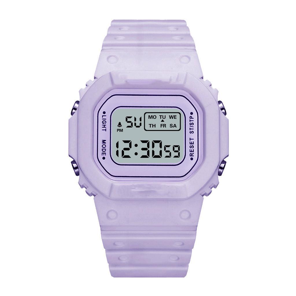 Waterproof LED Matcha Green Sports Watch: Compact, Youthful & Multi-functional