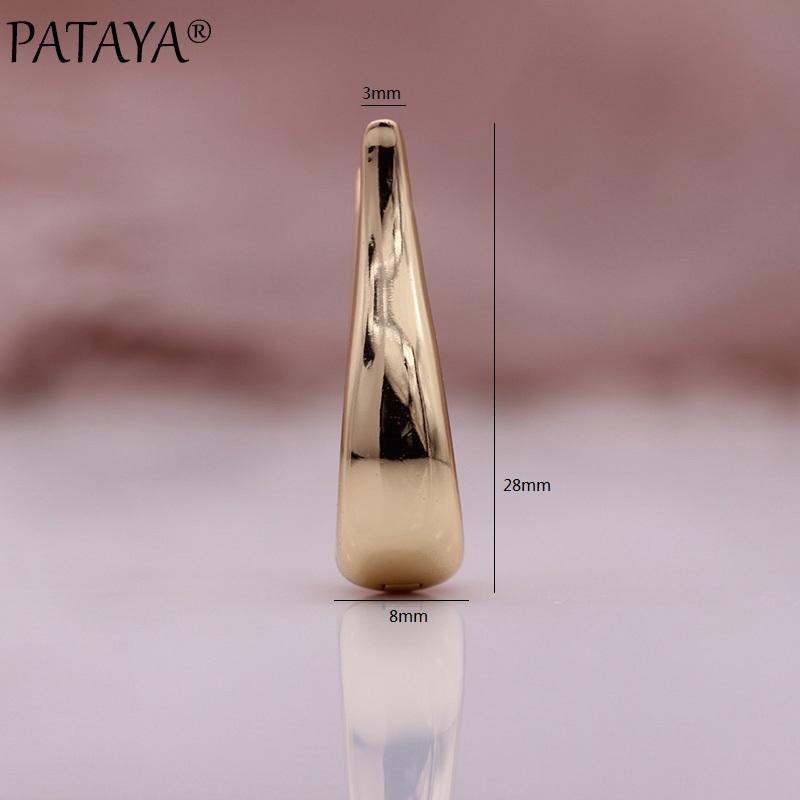 PATAYA Glänzende einzigartige lange baumelnde U-Stil Ohrringe Roségold Farbe Frauen große Ohrringe Party Hyperbole einfache Ohrringe