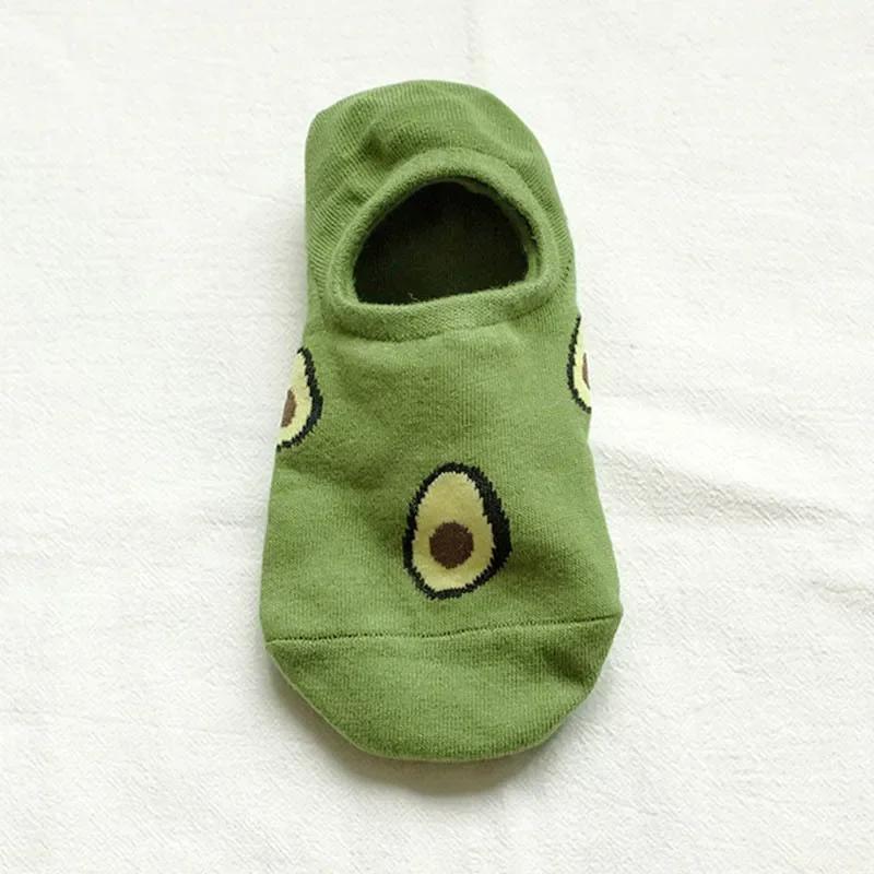 5 Pairs of Cartoon Short Socks with Avocado Summer Women's Socks Boat Socks Fashionable Printed Casual Women's Socks