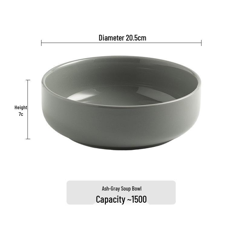 Nordic Gray Ceramic Deep Bowl: Soup, Noodles, Salad, Fruit, Dessert, Restaurant Tableware.