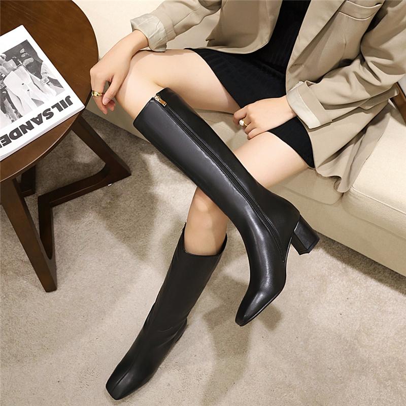 Módní Elegantní Kozačky po Koleno Dámské Boty Podzim Zima Dámské Vysoké Kozačky Stříbrné Bílé Hnědé Zip Dlouhé Boty Dámské Velká Velikost 45