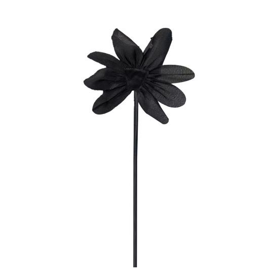 Fabric Lotus Applique Lotus Flower Decoration with Long Strap Sew-on чёрный