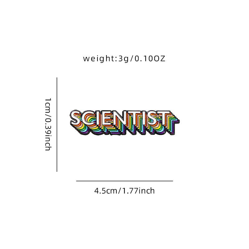 Funny Rainbow Scientist Enamel Brooches Cute Colorful Letter Lapel Pins Identity Badge