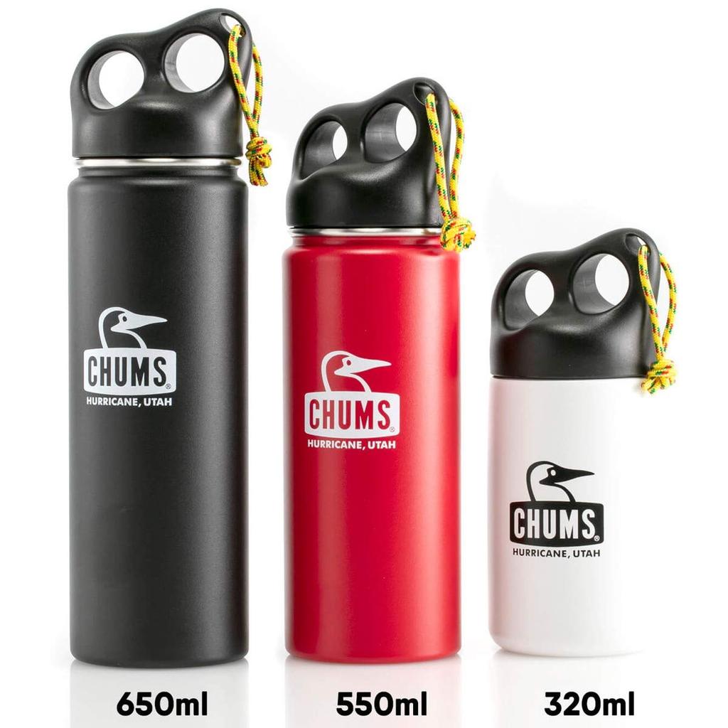 CHUMS Camper Stainless Steel Bottle, 320ml, Black, CH62-1409-K001-00