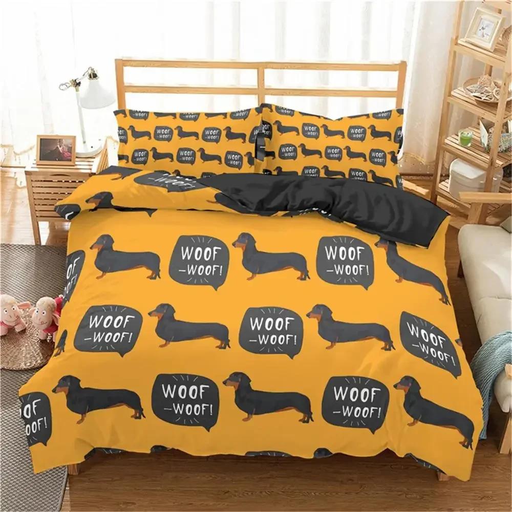 

Cartoon Dachshund Cute Sausage Dog Comfortable Duvet Quilt Cover Pillowcase Bedding Set Children Bedroom Decoration Home Textile 70x133cm 2pcs