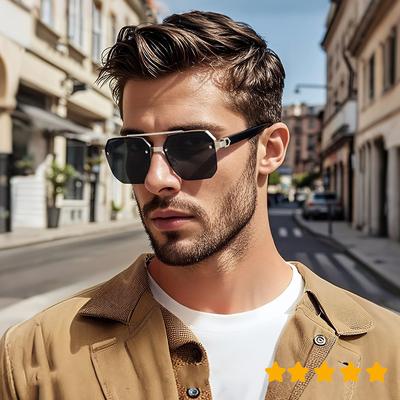 New Metal Half Frame Sunglasses Men Oversized Pilot Design Sun Glasses Women Outdoor Driving Sunshade Eyewear Uv400 Eyeglass