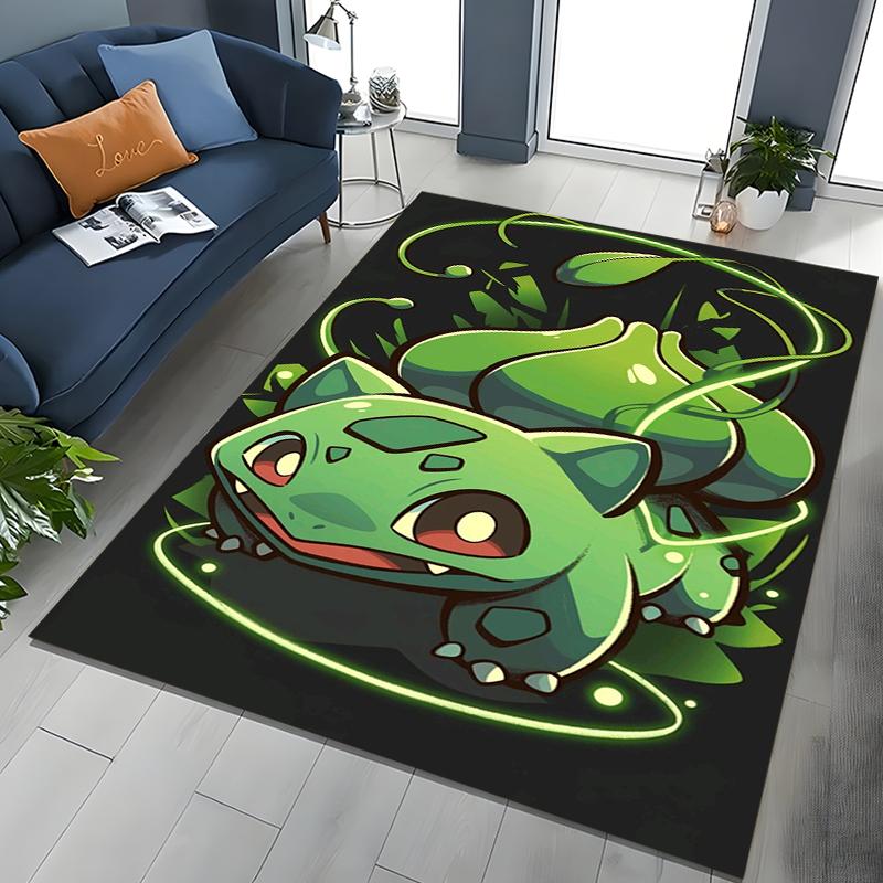 Japanese Anime Pokémon Bulbasaur Carpet for Living Room Bedroom Kid's Room Home Decor Area Rug Non-slip Mat Sofa Cloakroom Mat
