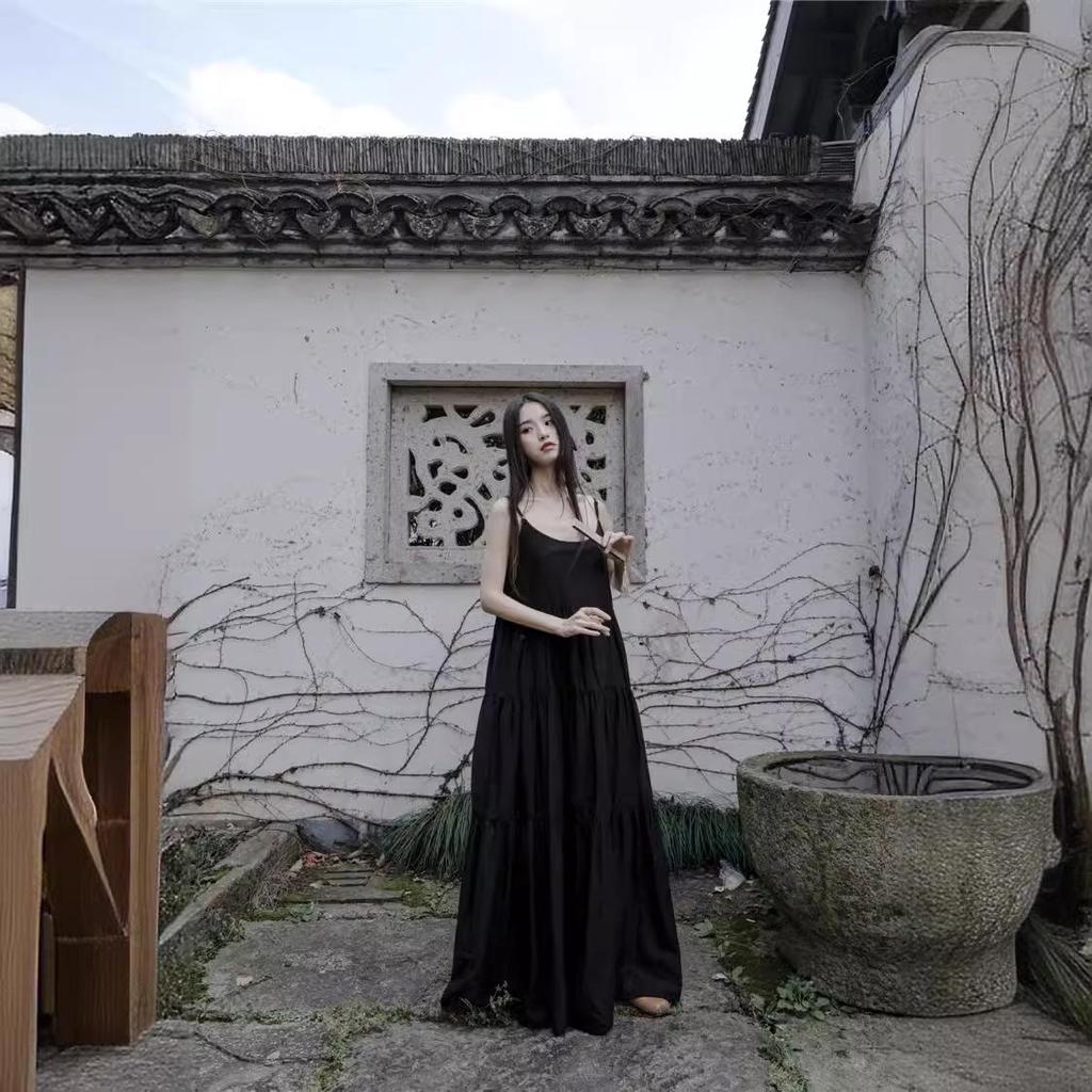 Retro Literary Dark Yamamoto-Style Women's Spaghetti Strap Three-Piece Dress: Available In 3 Colors