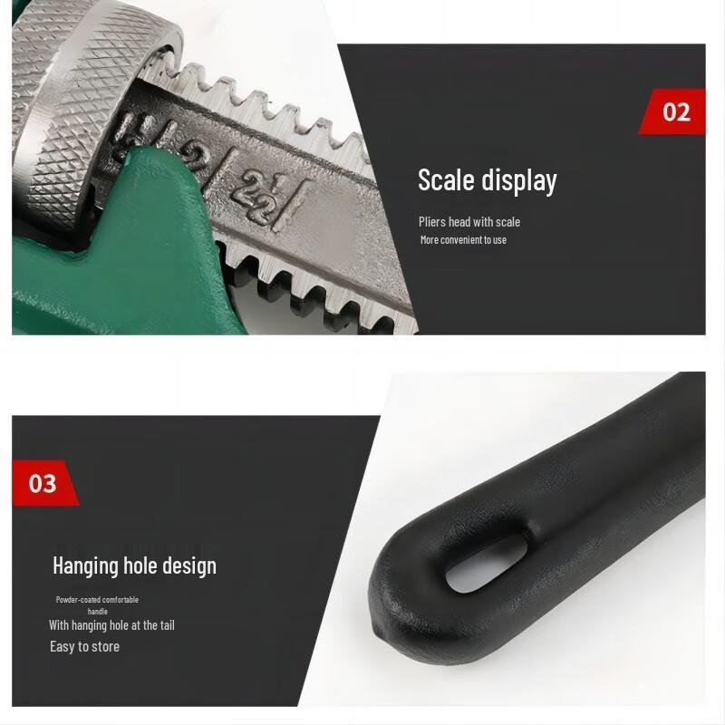 Zhanrenzhe 10-inch Self-Tightening Pipe Wrench