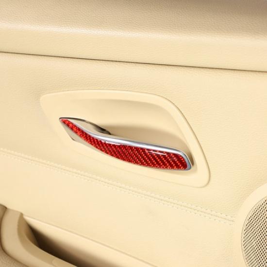 Rote Carbon-Türgriff-Verkleidung für Innenraum, Aufkleber für BMW 3er E90 05-12