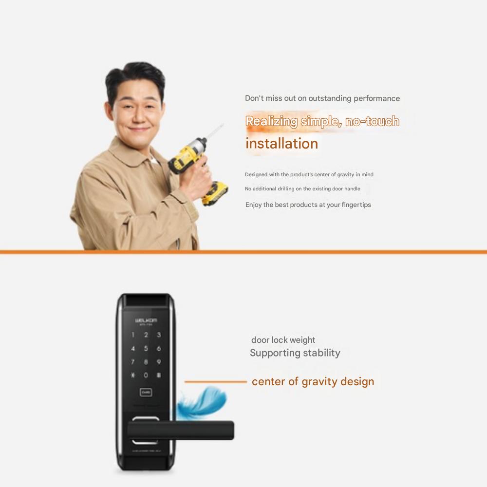 Solity WTS700 Non-Punching, Card Key 4 + Number Key, Front Door Digital Lock