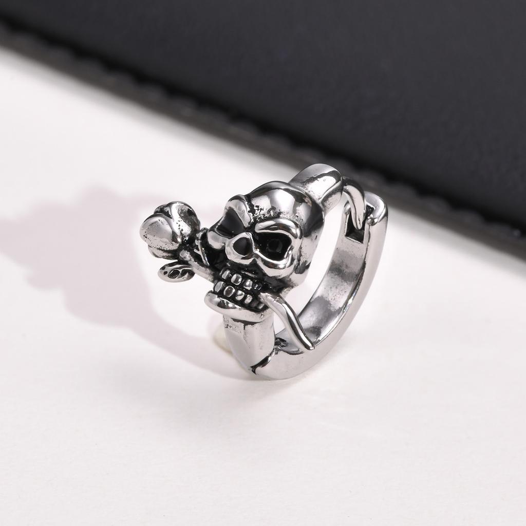 Pendientes Mprainbow de Calavera Gótica y Rosa para Hombres Niños, Pendientes de Aro Redondos de Metal Amor Verdadero Primeros, Regalo de Joyería Rock Punk