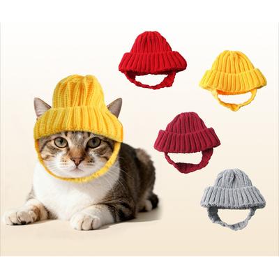 Pet Knitted Wool Hat Autumn and Winter Warm Cat Dog Leaking Ear Knitted Hat Christmas Pet Decoration Supplies