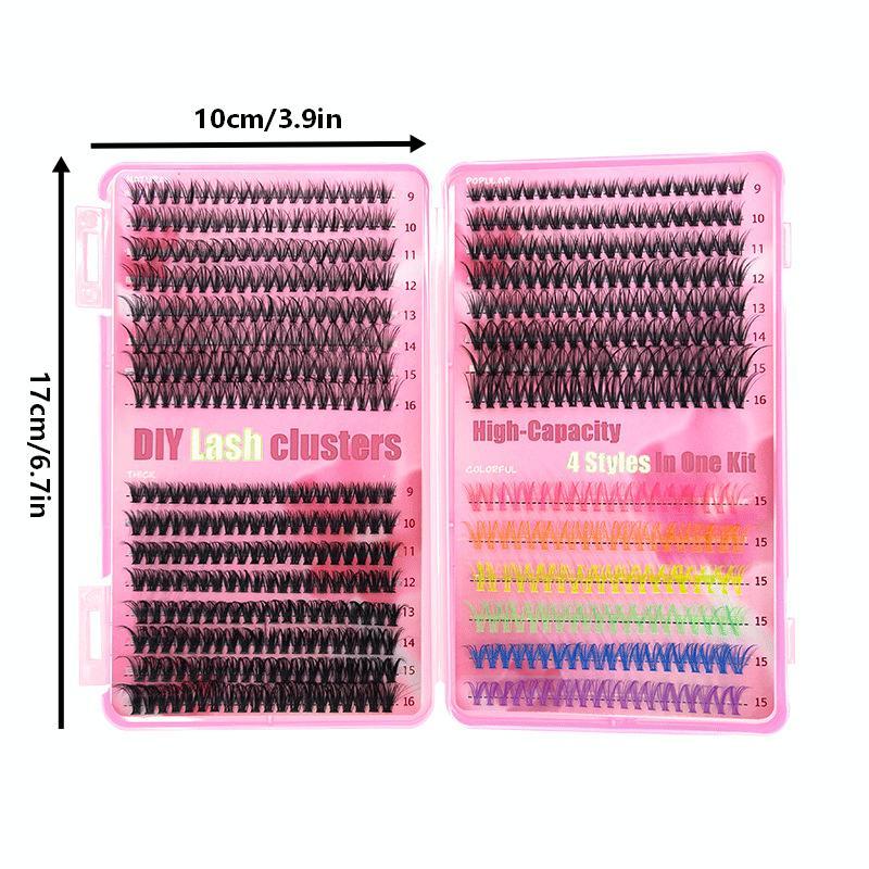 Colour Lash Clusters Set False Eyelashes Extensions Kit Bond And Seal Colorful Simulation Grafted Eyelashes Makeup Supplies