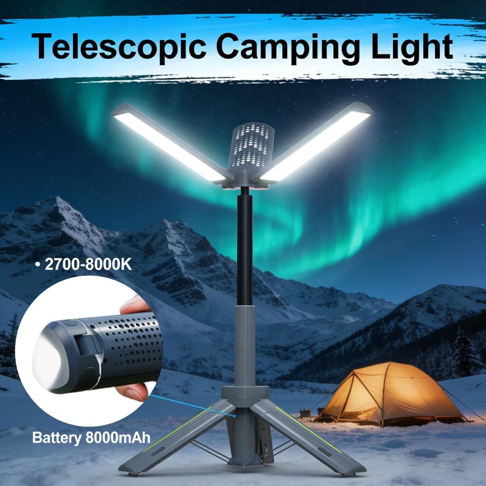 8000mAh Telescopic Waterproof Flashlights 1000 Lumens Type C Fast Charge Multi Modes Hiking Fishing Travel Emergency
