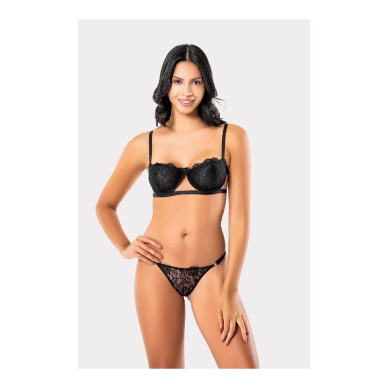 

Женский кружевной бюстгальтер и стринги Weweus черного цвета
