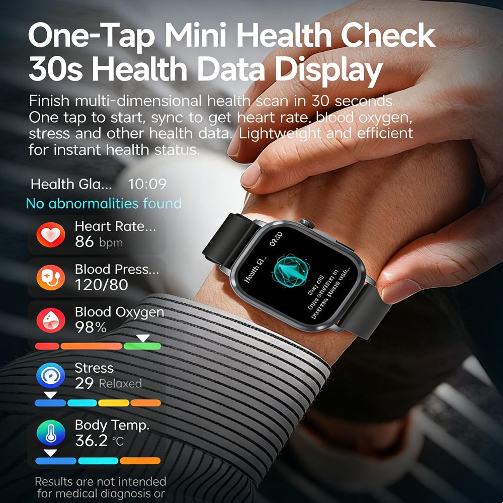 SACOSDING 2026 New Health Tracker Smart Watch Women Body Fat BMI Micro Physical Examination Bluetooth Call Smartwatch Men