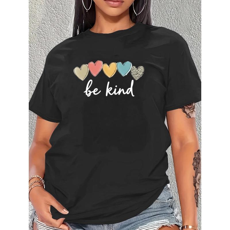 European Size Short-Sleeved T-Shirt for Women Available In Five Colors. Aesthetic Heart Graphic