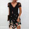 Women's Fashion Wave Positioning Print Short Sleeve Dress