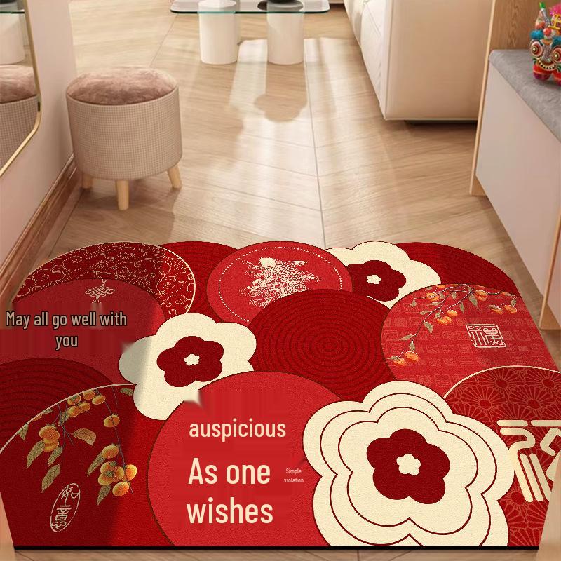 New Chinese Style Non-Slip Leather Entrance Doormat: Dirt-Resistant, Cuttable, Easy-to-Clean, Wash-Free for Home Use