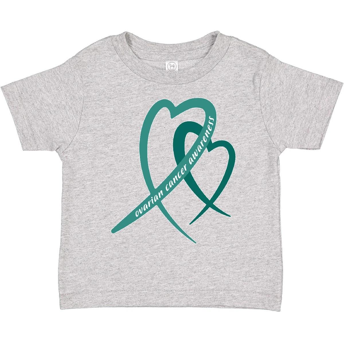Inktastic Ovarian Cancer Awareness- Teal Heart Ribbons Toddler T-Shirt Month Kid 120