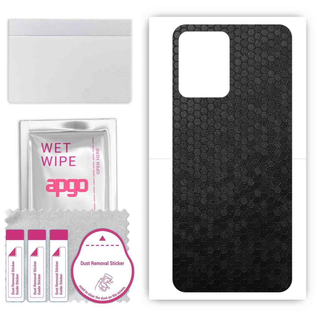 apgo Protective Skin Sticker for the back compatible with Realme Narzo 50A Prime, Wrap Film, Foil, Vinyl - Pattern Black Honeycomb