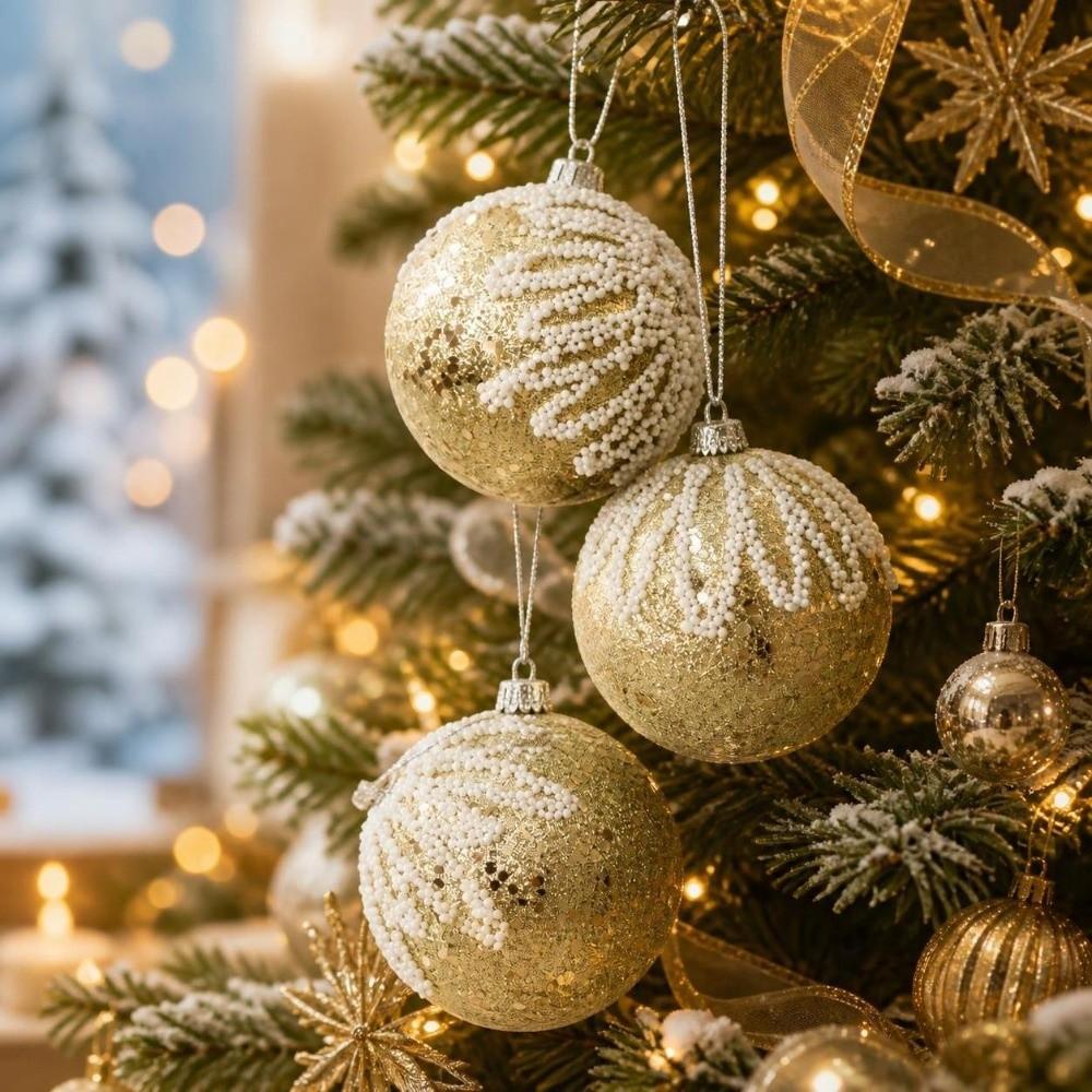 3Pcs/Set Creative Christmas Tree Balls 8CM Xmas Ornament Ball Durable Christmas Ball Home