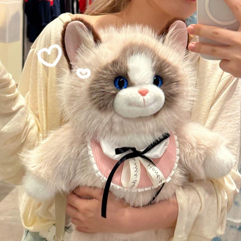 Kawaii Realistic Simulated Cat Backpack Cute Cartoon Soft School Bags Small Capacity Bag Travel Storage