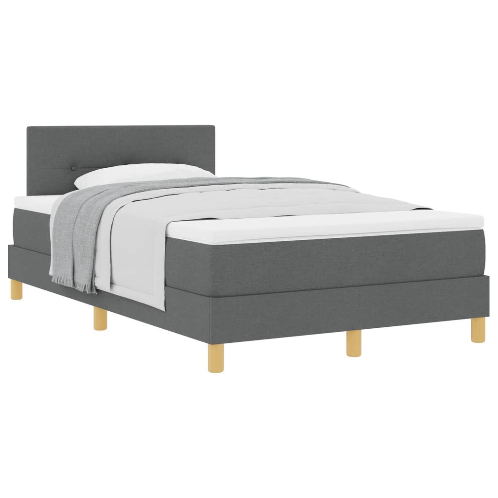 Boxspring Bed with Pillow Dark Gray 120 X 190 Cm Fabric