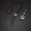 Bolo Tie för Män Western Cowboy Stil Slips med Ihålig Kors Spänne Dekorationer Kostymtillbehör