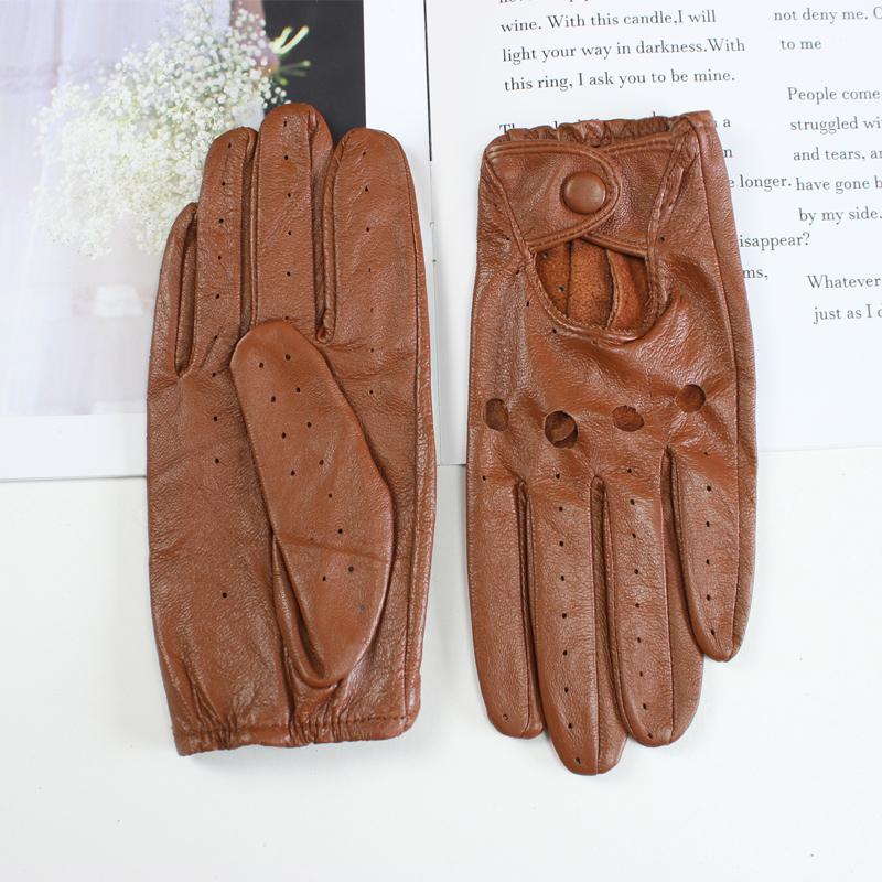 Women's Sheepskin Driver Gloves Thin Breathable Unlined Colored Leather Gloves Summer