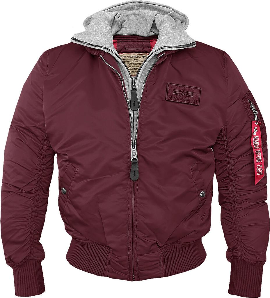 Winter Jacket Alpha Industries MA-1 D-Tec Hood Bomber Jacket (183110) Burgundy (183110-184)