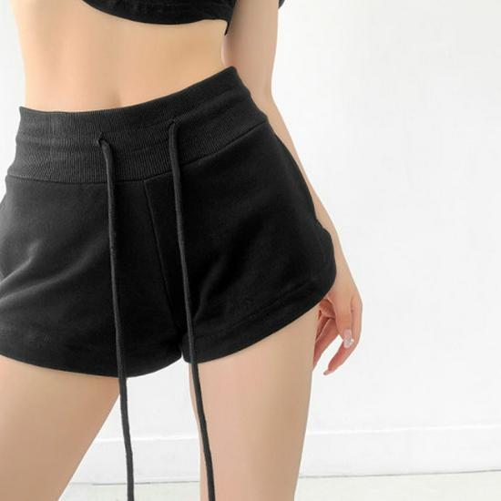 

Женские черные летние шорты с широкими штанинами на кулиске в пикантном стиле 3XL чёрный