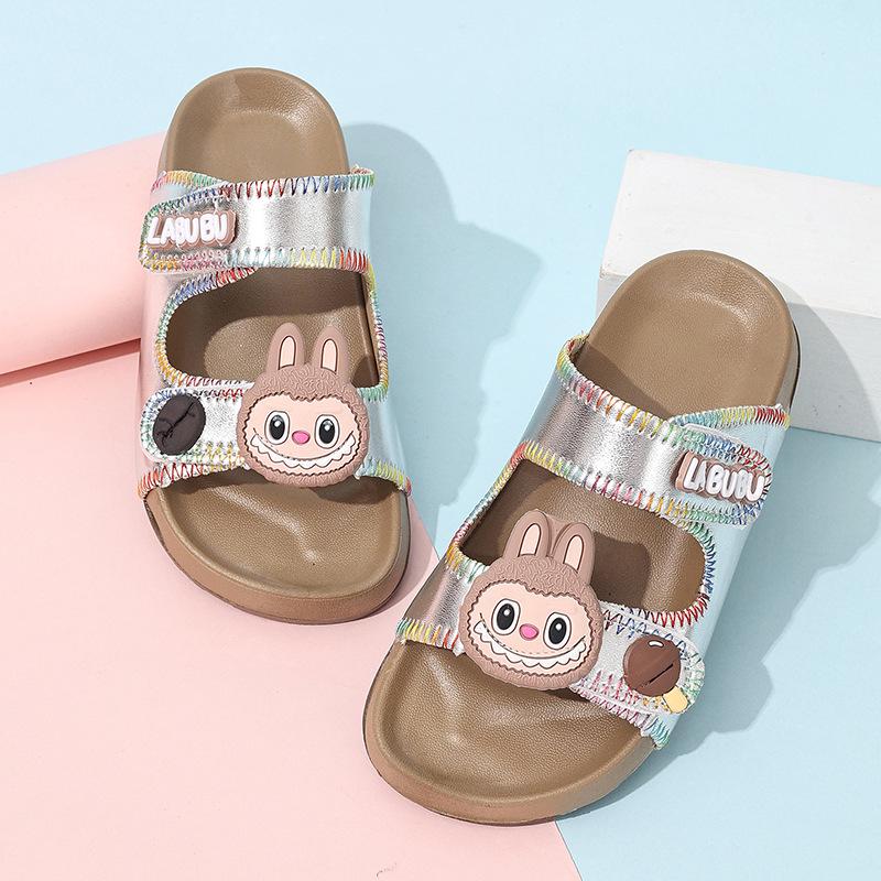 

Детские мультяшные куклы пляжные туфли с открытым носком 2025 летние тапочки сандалии для девочек милый медведь липучка одноклассник 37 inner length 22.9