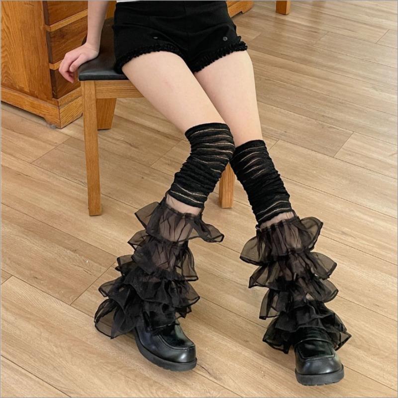 

Dopamine Stocking - Sweet and Pure Erotic Lace-embroidered Leggings with Delicate Stripes 1 pair чорний