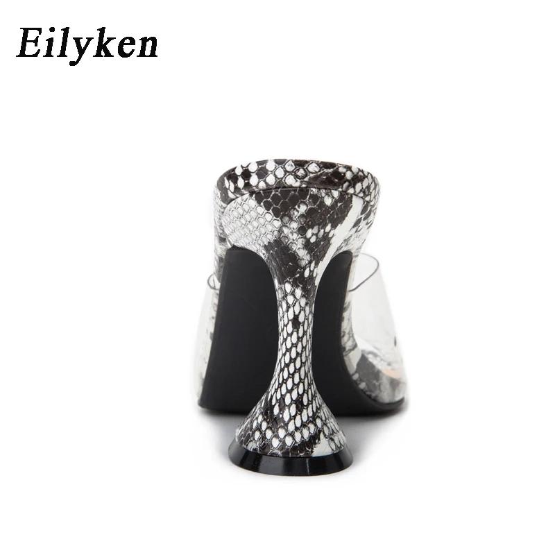 Fashion Eilyken New Serpentine Slippers Cozy Cup Heel Woman Transparent PVC Sandals Sexy Square Open Toe Party Slides Shoes