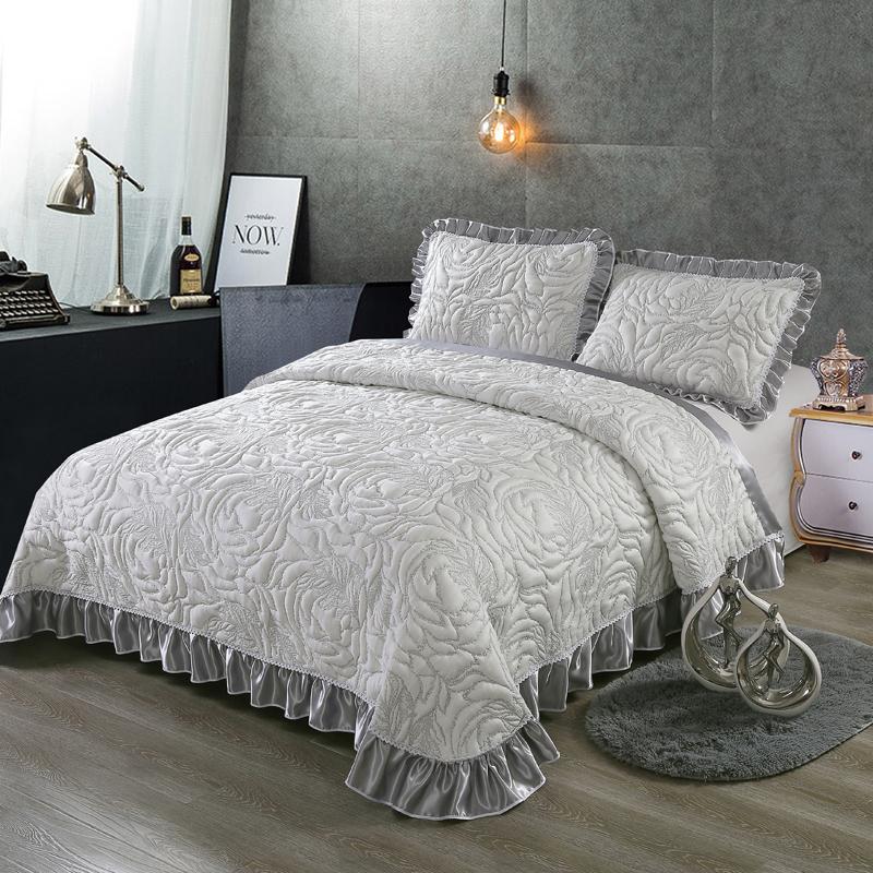 Luxury Soft Knitted Cotton Ruffles Bed Skirt, Bedspread Coverlet, Double Bed Cover Set, Blanket, Linen Pillowcases, Home Textile