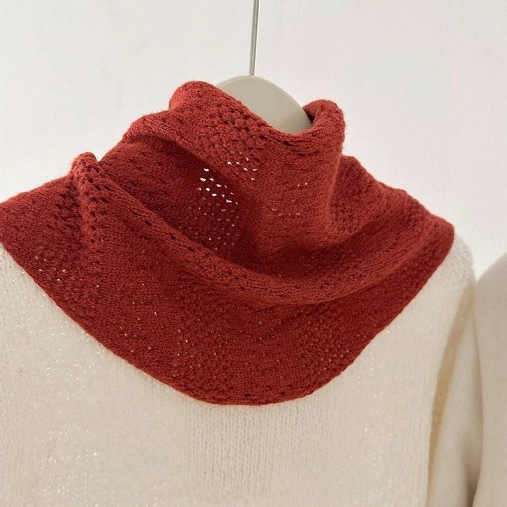 Neck Protection Warm Shawl Scarf Hollow Out Women Headscarf Fashion Knitted Triangle Scarf  Women