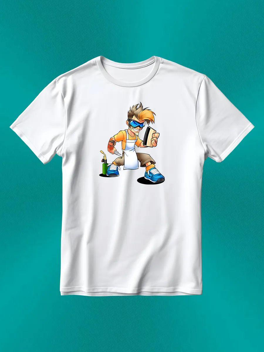 Unisex black/white cotton T-shirt with print L