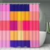 4pcs Creative Grid Shower Curtain Set with 12 Hooks - Shower Curtain, Bath Mat, Toilet Seat Cover And U-Shaped Rug - Machine