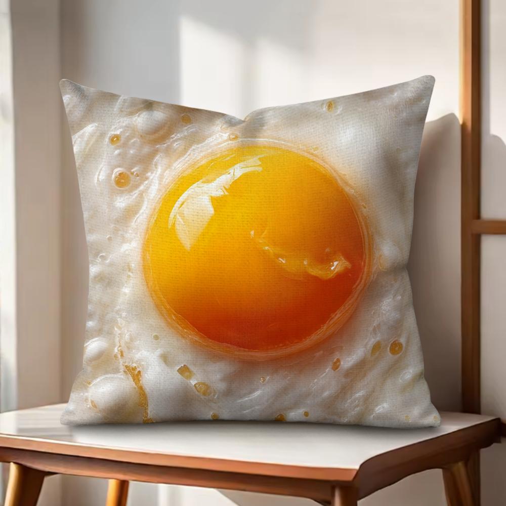 Food Fried Egg Pizza Cushion Cover Natural Linen Organic Fabric DoubleSided Printing Couch Pillow Covers Home Decor Gift