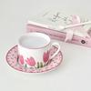 Slow As Old - Pink Tulip Ceramic Coffee Cup And Saucer Set Korean French Afternoon Tea Premium Cup
