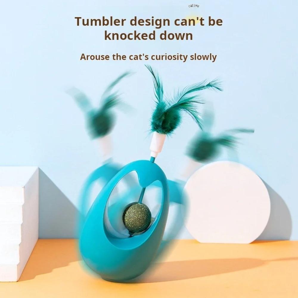 Catnip Ball Tumbler Feather Teases Toy For Indoor Cats Interactive Catmint Chew Toys Teeth Cleaning Cat Toys