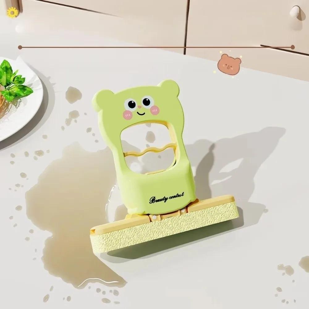 Mini Foldable Desktop Mop Wet Dry Use on Cartoon Bear Absorbent Sponge Mop Durable Table Wiping Tool