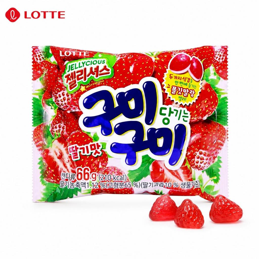 Caramelle Morbide al Gusto di Fragola Lotte 66g 5pz | Gusto Ricco di Fragola, Consistenza Gommosa, Snack Pratico