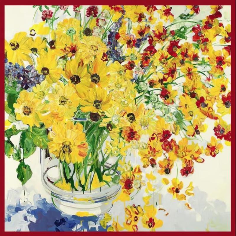 Sunflower Mulberry Silk Scarf