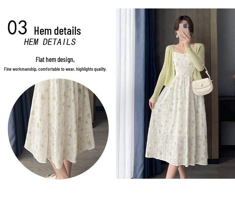 Floral Sling Dress & Sun Protection Cardigan Set - 2025 Spring/Summer Collection