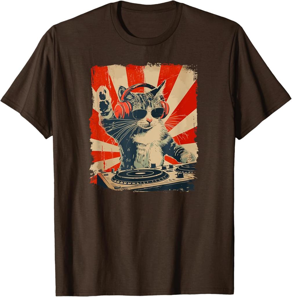 Lustiges DJ-Katzen-Disco-Soundtechniker-Kopfhörer-Musik-Spaß Unisex-T-Shirt