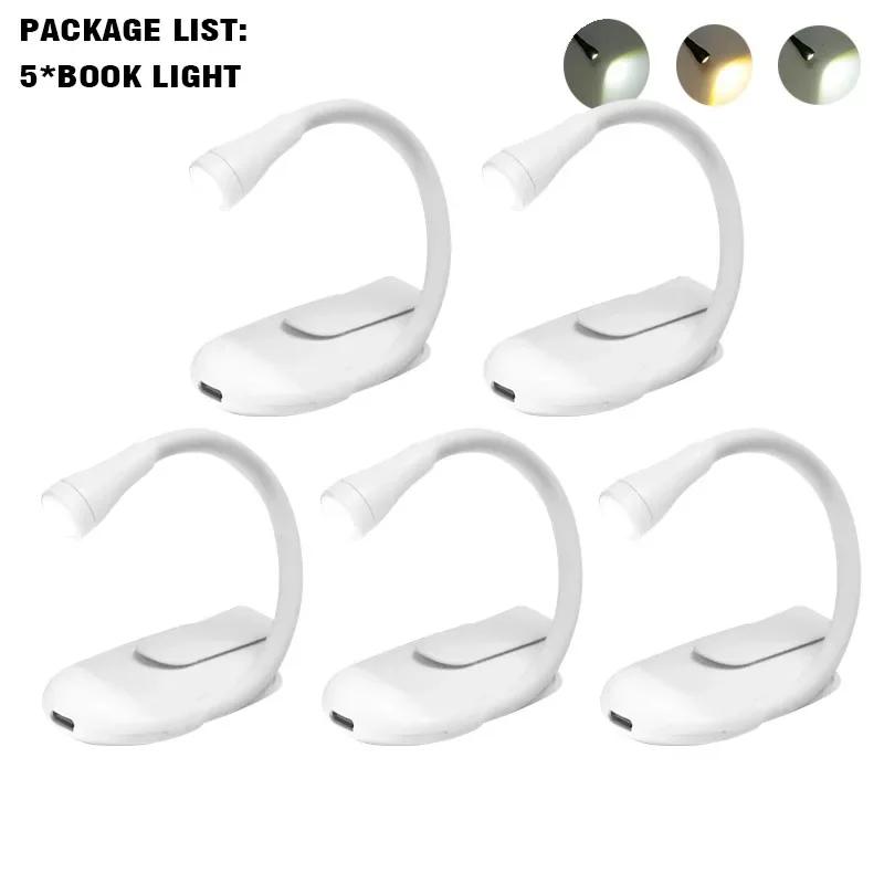 1~10PCS Mini Book Light Portable Clip Night Light Usb Charging Led Dimmable Bedroom Eye Protect Camping Clip 360° Flip Book Lamp